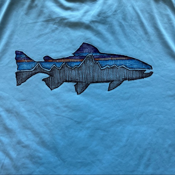 Patagonia Long-Sleeved Capilene Cool Daily Fish Graphic Shirt, Men’s Medium - Picture 3 of 8